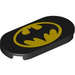 LEGO Black Tile 2 x 4 with Rounded Ends with Batman Logo (66857 / 104311)