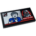 LEGO Black Tile 2 x 4 with &#039;WHAT IS AIM?&#039;, TV News Screen, AIM Agent Sticker (87079)
