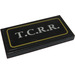 LEGO Black Tile 2 x 4 with White &#039;T.C.R.R.&#039; in Gold Border Sticker (87079)