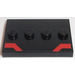 LEGO Black Tile 3 x 4 with Four Studs with two Angled Red Bars Sticker (17836)