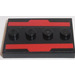 LEGO Black Tile 3 x 4 with Four Studs with two Red Bars Sticker (17836)