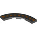 LEGO Black Tile 4 x 4 Curved Corner with Cutouts with Orange dotted Line (1395 / 1939)