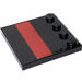 LEGO Noir Tuile 4 x 4 avec Goujons sur Bord avec rouge rectangle Autocollant (6179)