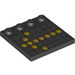 LEGO Zwart Tegel 4 x 4 met Studs Aan Rand met Geel Links Pijl Dots en Grijs Dots (6179 / 21507)