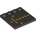 LEGO Black Tile 4 x 4 with Studs on Edge with Yellow Left Arrow Dots and Gray Dots (6179 / 21507)