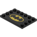 LEGO Black Tile 4 x 6 with Studs on 3 Edges with Batman Logo on Black Background Sticker (6180)