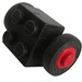 LEGO Black Tire Ø 14mm x 4mm Smooth Old Style with Brick 2 x 2 with Red Single Wheels