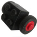 LEGO Negro Tire Ø 14mm x 4mm Smooth Old Style with Brick 2 x 2 with Red Single Wheels