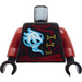 LEGO Black Torso Ninjago Female Robe with Gold Clasps, Bird, Dark Red Sash and Emblem and Wings on Back Pattern / Dark Red Arms / Black Hands (973)