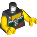LEGO Zwart Torso met laced Omhoog bodice, Wit undershirt, en Riem met pouch (76382 / 88585)