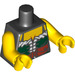 LEGO Zwart Torso met laced Omhoog bodice, Wit undershirt, en Riem met pouch (76382 / 88585)