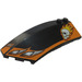 LEGO Zwart Wig Gebogen 3 x 8 x 2 Links met Schedel met Flames, Koplamp, Oranje Patroon Sticker (41750)