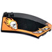 LEGO Black Wedge Curved 3 x 8 x 2 Right with Skull with Flames, Headlight, Orange Pattern Sticker (41749)