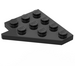 LEGO Zwart Wig Plaat 4 x 4 Vleugel Rechtsaf (3935)