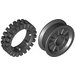 LEGO Black Wheel Centre Spoked Small with Narrow Tire 24 x 7 with Ridges Inside