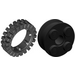 LEGO Black Wheel Rim 10 x 17.4 with 4 Studs and Technic Peghole with Narrow Tire 24 x 7 with Ridges Inside