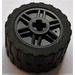 LEGO Zwart Wheel Rim Ø18 x 14 with Axle Hole with Tire 24 x 14 Shallow Tread (Tread Small Hub) without Band around Center of Tread