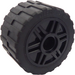 LEGO Black Wheel Rim Ø18 x 14 with Pin Hole with Tire 24 x 14 Shallow Tread (Tread Small Hub) without Band around Center of Tread