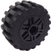LEGO Schwarz Rad Felge Ø18 x 14 mit Stift Loch mit Reifen 30.4 x 14 mit Offset Treten Muster und No band