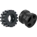 LEGO Black Wheel Rim Ø8 x 6.4 without Side Notch with Tyre 8/ 75 x 8 Offset Tread