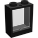 LEGO Schwarz Fenster 1 x 2 x 2 ohne Sill mit Transparent Glas