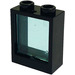 LEGO Schwarz Window 1 x 2 x 2 without Sill with Transparent Light Blue Glass