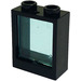 LEGO Black Window 1 x 2 x 2 without Sill with Transparent Light Blue Glass