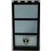 LEGO Black Window 1 x 4 x 6 with 3 Panes and Transparent Light Blue Fixed Glass with Police Star Badge and White Stripes Sticker (6160)