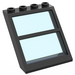 LEGO Zwart Venster 4 x 4 x 3 Roof met Centre Staaf en Transparant Light Blauw Glas (6159)
