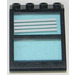 LEGO Schwarz Fenster 4 x 4 x 3 Roof mit Centre Bar und Transparent Light Blau Glas mit 4 Weiß Streifen Aufkleber (6159)