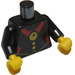 LEGO Black Witch Torso with Medallion with Spider and Red Ribbon Pattern with Black Arms and Yellow Hands (973)