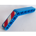 LEGO Blue Beam Bent 53 Degrees, 4 and 6 Holes with Red and White Danger Stripes (Left Side) Sticker (6629)