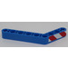 LEGO Bleu Faisceau Courbé 53 degrés, 4 et 6 des trous avec rouge et blanc Danger Rayures (Droite Côté) Autocollant (6629)