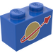 LEGO Blau Backstein 1 x 2 mit Classic Raum Logo mit Unterrohr (3004)