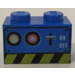 LEGO Blue Brick 1 x 2 with Hazard Stripe and Lights with Bottom Tube (3004)
