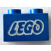 LEGO Blue Brick 1 x 2 with LEGO Logo with Bottom Tube (3004 / 93792)