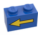 LEGO Bleu Brique 1 x 2 avec Jaune La gauche La Flèche et Noir Border avec tube inférieur (3004)