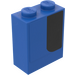 LEGO Blue Brick 1 x 2 x 2 with Blue and Black Right Sticker with Inside Stud Holder (3245)