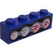 LEGO Blue Brick 1 x 4 with Brake and Tail Lights (Right) Sticker (3010)