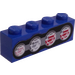 LEGO Blue Brick 1 x 4 with Brake and Tail Lights (Right) Sticker (3010)