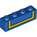 LEGO Blue Brick 1 x 4 with Donald Duck Collar with Yellow Ribbon Decoration (3010 / 67143)