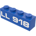 LEGO Blue Brick 1 x 4 with &quot;LL918&quot; (3010)