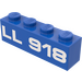 LEGO Blau Backstein 1 x 4 mit &quot;LL918&quot; (3010)