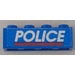 LEGO Blauw Steen 1 x 4 met &quot;Politie&quot; Aan Blauw Background Sticker (3010)
