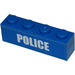 LEGO Blau Backstein 1 x 4 mit &quot;Polizei&quot; Aufkleber (3010)
