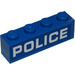 LEGO Blau Backstein 1 x 4 mit Weiß &#039;Polizei&#039; Aufkleber (3010)