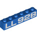 LEGO Blå Kloss 1 x 6 med &quot;LL928&quot; (3009 / 72198)