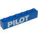 LEGO Blue Brick 1 x 6 with &#039;PILOT&#039; Sticker (3009)