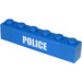 LEGO Blau Backstein 1 x 6 mit &quot;Polizei&quot; Aufkleber (3009)