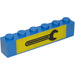 LEGO Blue Brick 1 x 6 with Spanner on Yellow Background Sticker (3009)